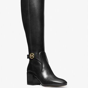 New* MICHAEL KORS Carmen Leather Riding Boots Black Color Size 7 $478